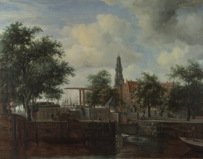 La esclusa de Haarlem, Ámsterdam de Meindert Hobbema